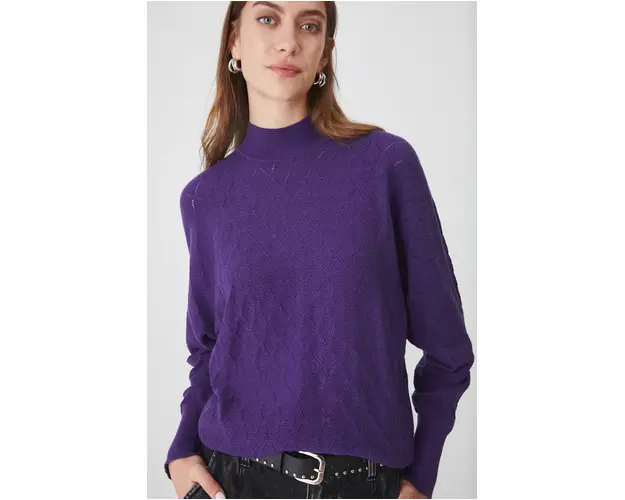 Medicine pulover femei, culoarea violet, light, cu turtleneck