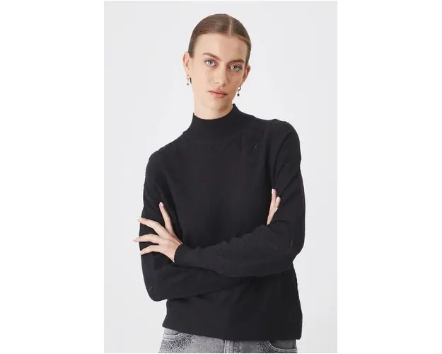 Medicine pulover femei, culoarea negru, light, cu turtleneck