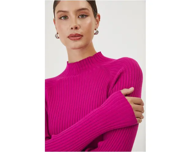 Medicine pulover femei, culoarea violet, light, cu turtleneck
