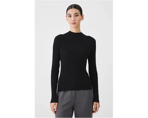 Medicine pulover femei, culoarea negru, light, cu turtleneck