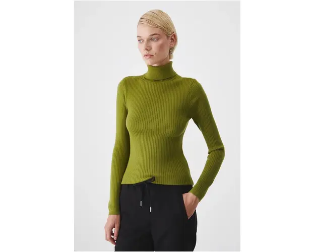 Medicine pulover femei, culoarea verde, light, cu guler