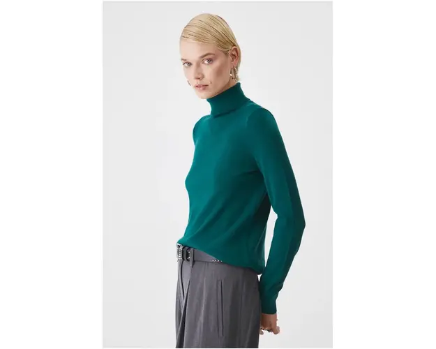 Medicine pulover femei, culoarea verde, light, cu guler