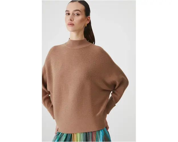 Medicine pulover femei, culoarea bej, light, cu turtleneck