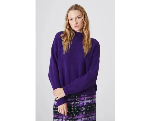 Medicine pulover din amestec de lana femei, culoarea violet, calduros