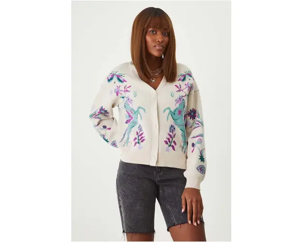 Medicine cardigan femei, culoarea bej