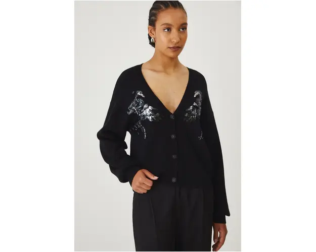 Medicine cardigan femei, culoarea negru, light