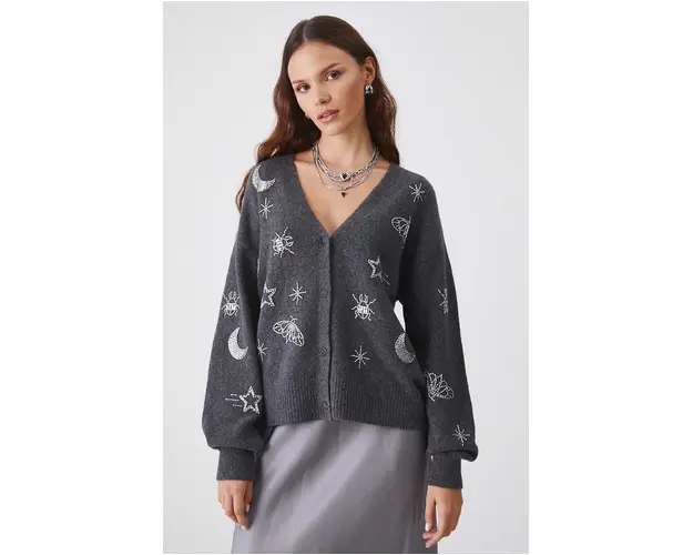 Medicine cardigan din amestec de lana culoarea gri, calduros