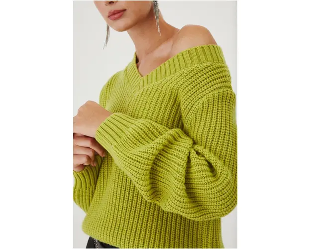 Medicine pulover din amestec de lana femei, culoarea verde, calduros