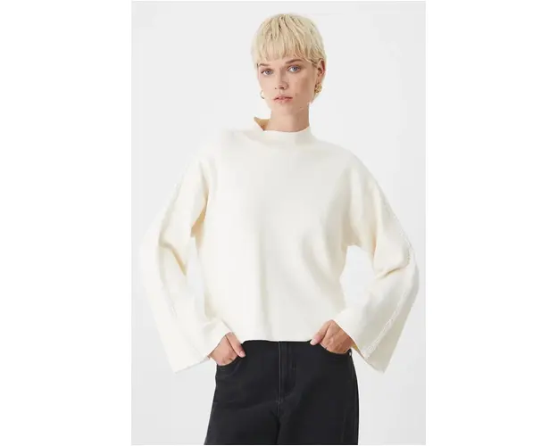 Medicine pulover femei, culoarea bej, light, cu turtleneck