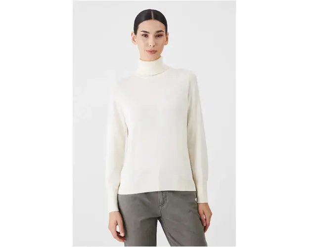 Medicine pulover din lana merino culoarea bej, light, cu guler