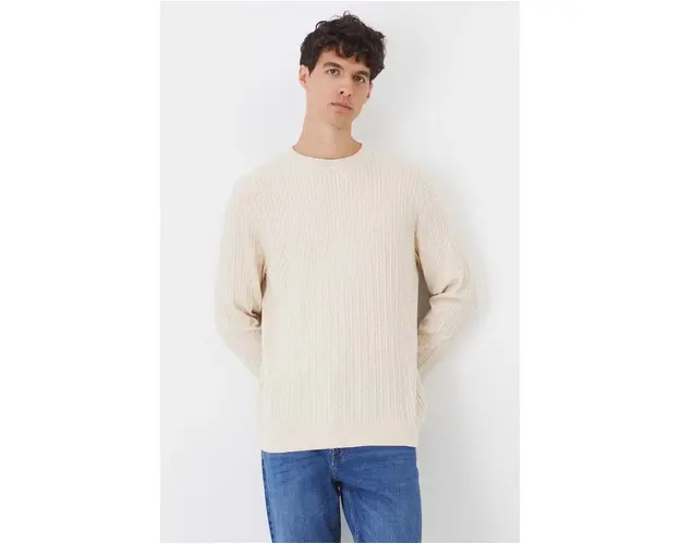 Medicine pulover din amestec de lana barbati, culoarea bej, light