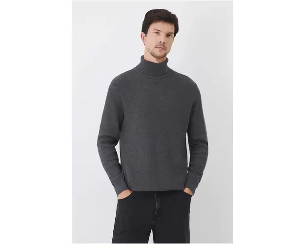 Medicine pulover de bumbac barbati, culoarea gri, cu guler