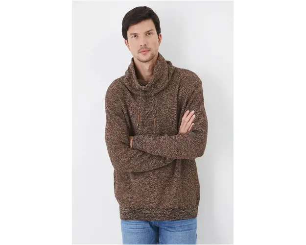 Medicine pulover de bumbac culoarea maro, cu guler