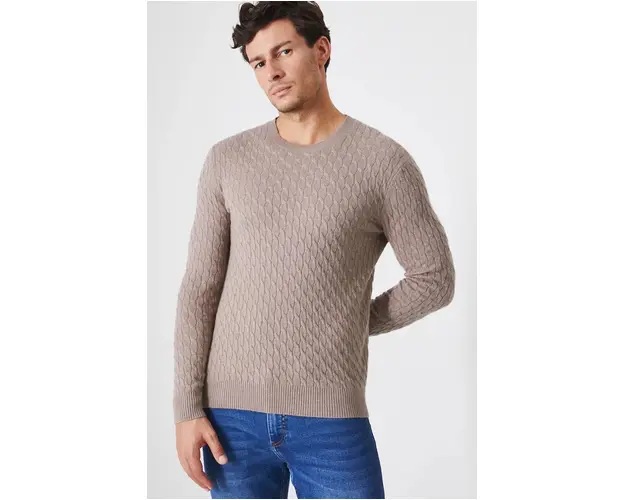 Medicine pulover barbati, culoarea bej, light