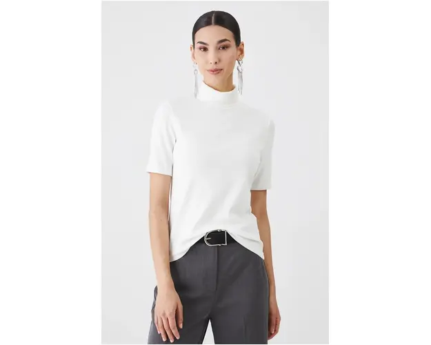 Medicine tricou femei, culoarea bej, cu guler