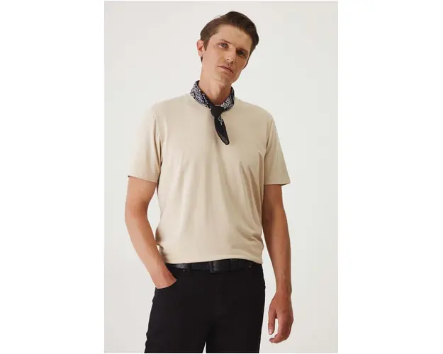 Medicine tricou barbati, culoarea bej, neted