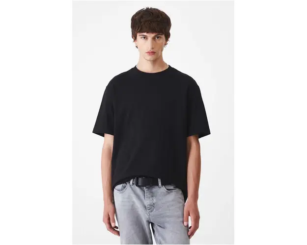 Medicine tricou din bumbac barbati, culoarea negru, neted