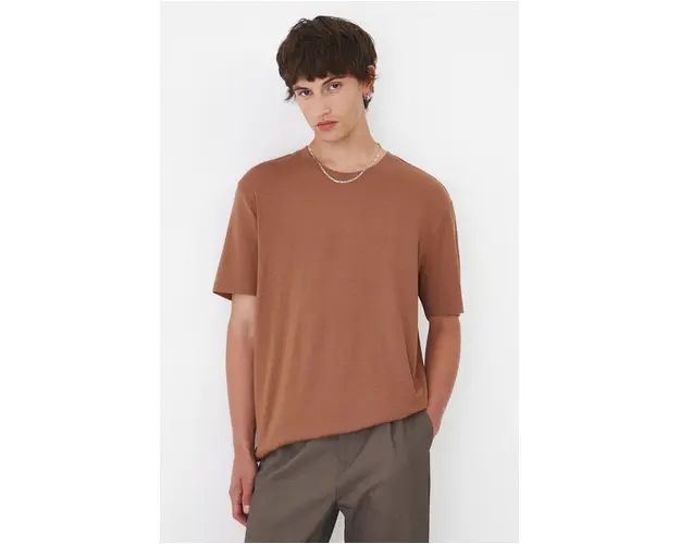 Medicine tricou barbati, culoarea maro, neted