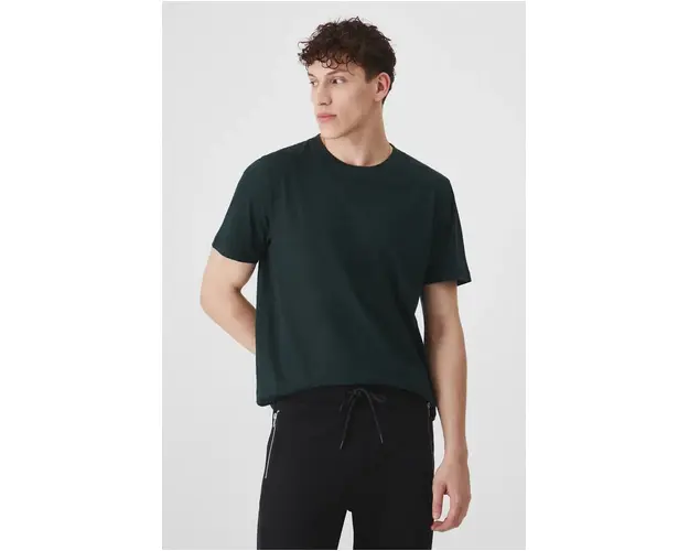 Medicine tricou din bumbac barbati, culoarea verde, neted