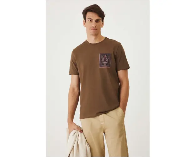 Medicine tricou barbati, culoarea maro, cu imprimeu