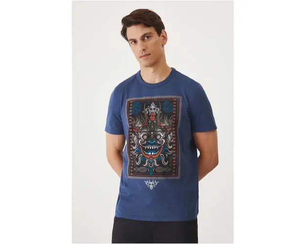 Medicine tricou din bumbac barbati, culoarea bleumarin, cu imprimeu