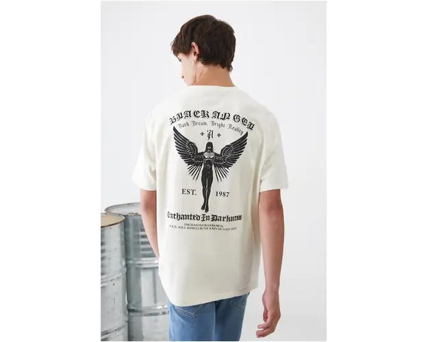 Medicine tricou din bumbac barbati, culoarea bej, cu imprimeu