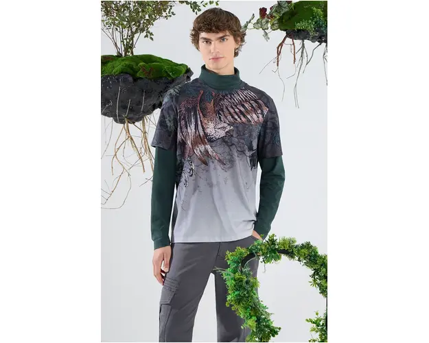 Medicine tricou din bumbac barbati, culoarea verde, modelator