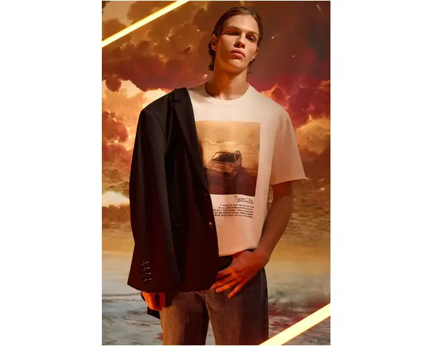 Medicine tricou din bumbac barbati, culoarea bej