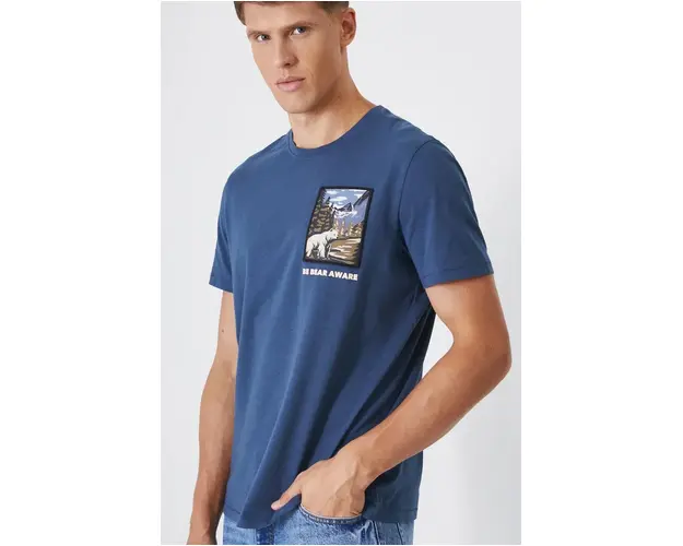 Medicine tricou barbati, culoarea bleumarin, cu imprimeu