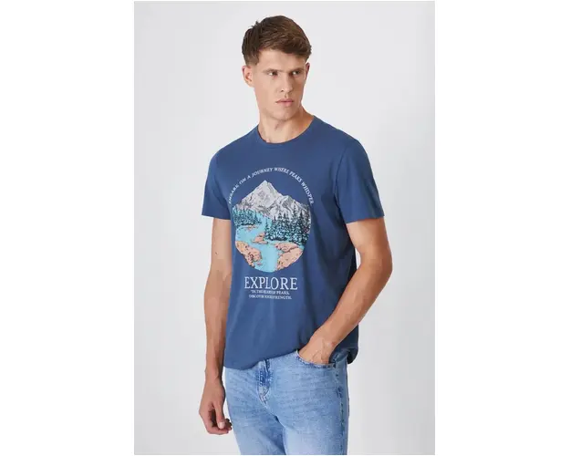 Medicine tricou din bumbac barbati, culoarea bleumarin, cu imprimeu