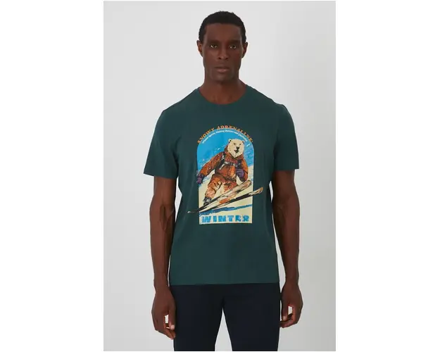 Medicine tricou din bumbac barbati, culoarea verde, cu imprimeu