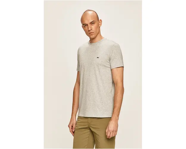Lacoste tricou din bumbac culoarea gri, uni