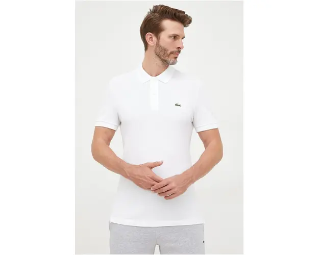 Lacoste polo de bumbac culoarea alb, uni PH4012-001