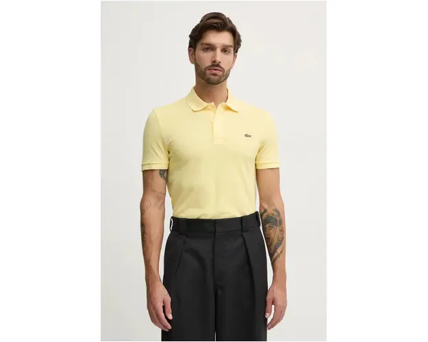 Lacoste polo de bumbac culoarea alb, neted