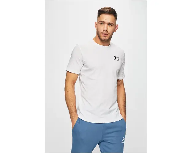 Under Armour tricou SPORTSTYLE LEFT CHEST barbati, culoarea alb, neted, 1326799