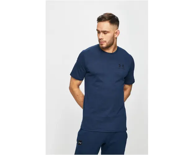 Under Armour tricou SPORTSTYLE LEFT CHEST barbati, culoarea albastru marin, neted, 1326799
