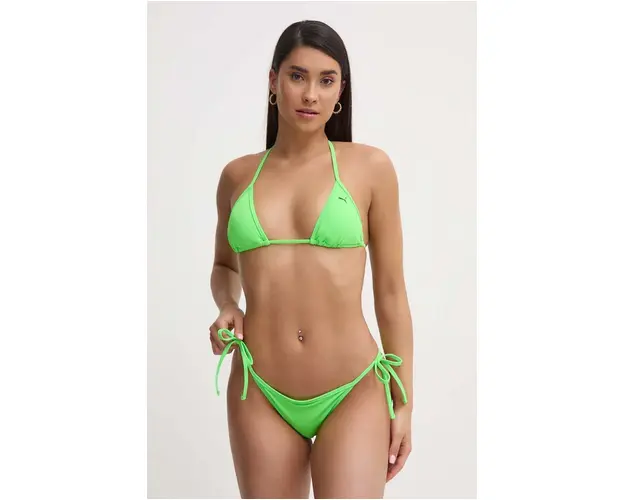 Puma sutien de baie culoarea verde, cupa usor rigidizata 907666