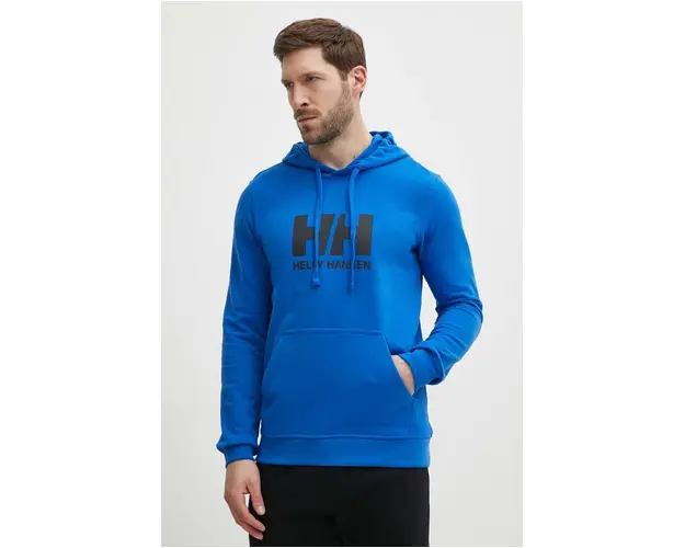 Helly Hansen hanorac de bumbac HH LOGO HOODIE barbati, cu gluga, cu imprimeu 33977