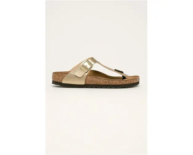 Birkenstock slapi Gizeh femei, culoarea auriu, cu toc plat, 1016109