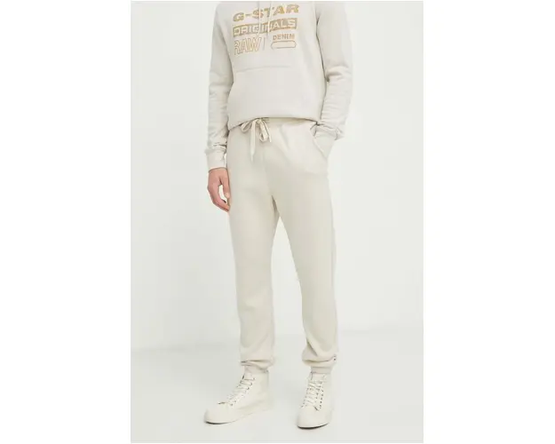 G-Star Raw pantaloni de trening culoarea bej, neted