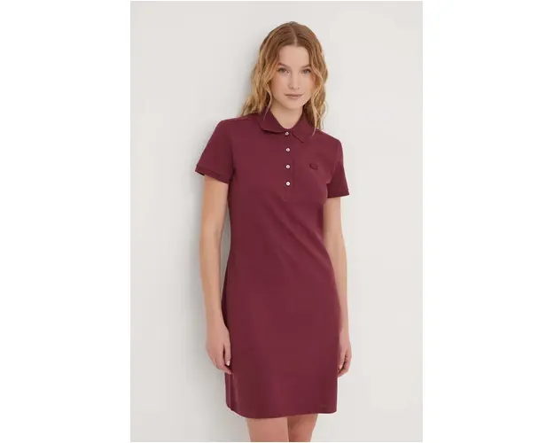 Lacoste rochie culoarea bordo, mini, drept