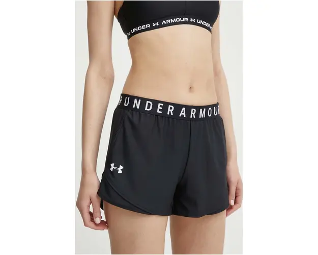 Under Armour pantaloni scurti de antrenament Play Up 3.0 culoarea negru, cu imprimeu, medium waist
