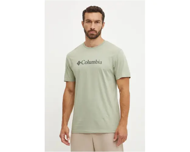 Columbia tricou CSC Basic Logo barbati, culoarea verde, cu imprimeu, 1680053