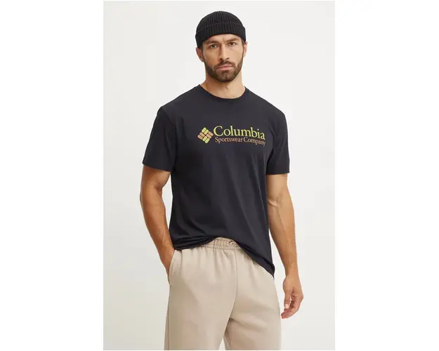 Columbia tricou CSC Basic Logo barbati, culoarea negru, cu imprimeu, 1680053