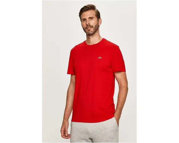 Lacoste tricou din bumbac culoarea rosu, uni TH2038-166