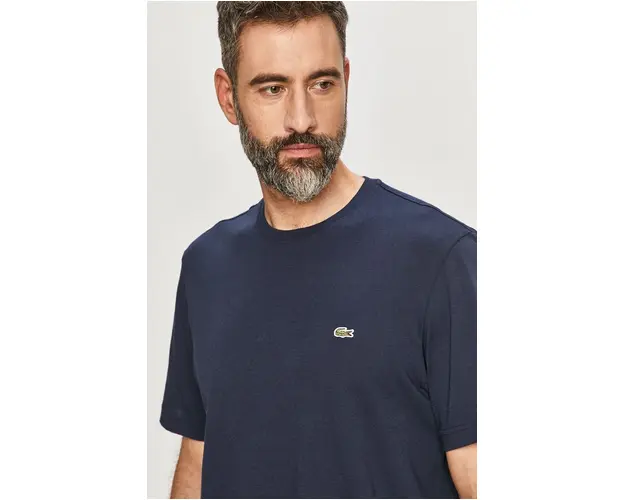 Lacoste tricou din bumbac culoarea bleumarin, uni TH2038-166