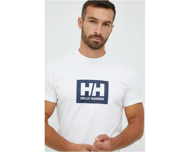 Helly Hansen tricou din bumbac TOKYO culoarea alb, cu imprimeu, 53285