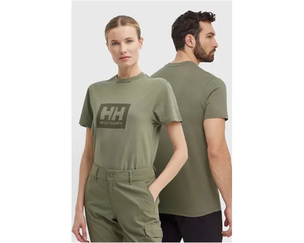 Helly Hansen tricou din bumbac TOKYO culoarea verde, cu imprimeu, 53285