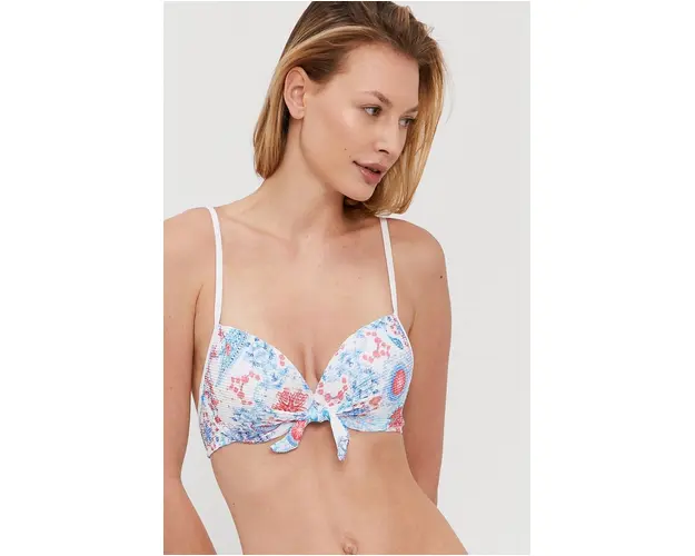 Desigual Sutien de baie culoarea alb, cupa rigidizata