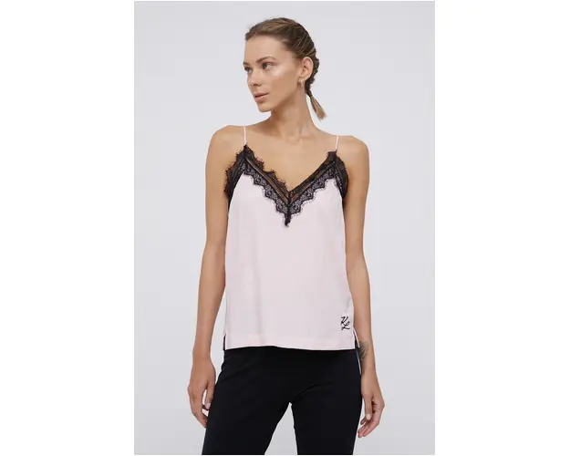 Karl Lagerfeld Maiou de pijama culoarea roz